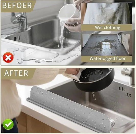 Silicone Sink Splash Guard with Suction Cups | Flexible Water Stopper