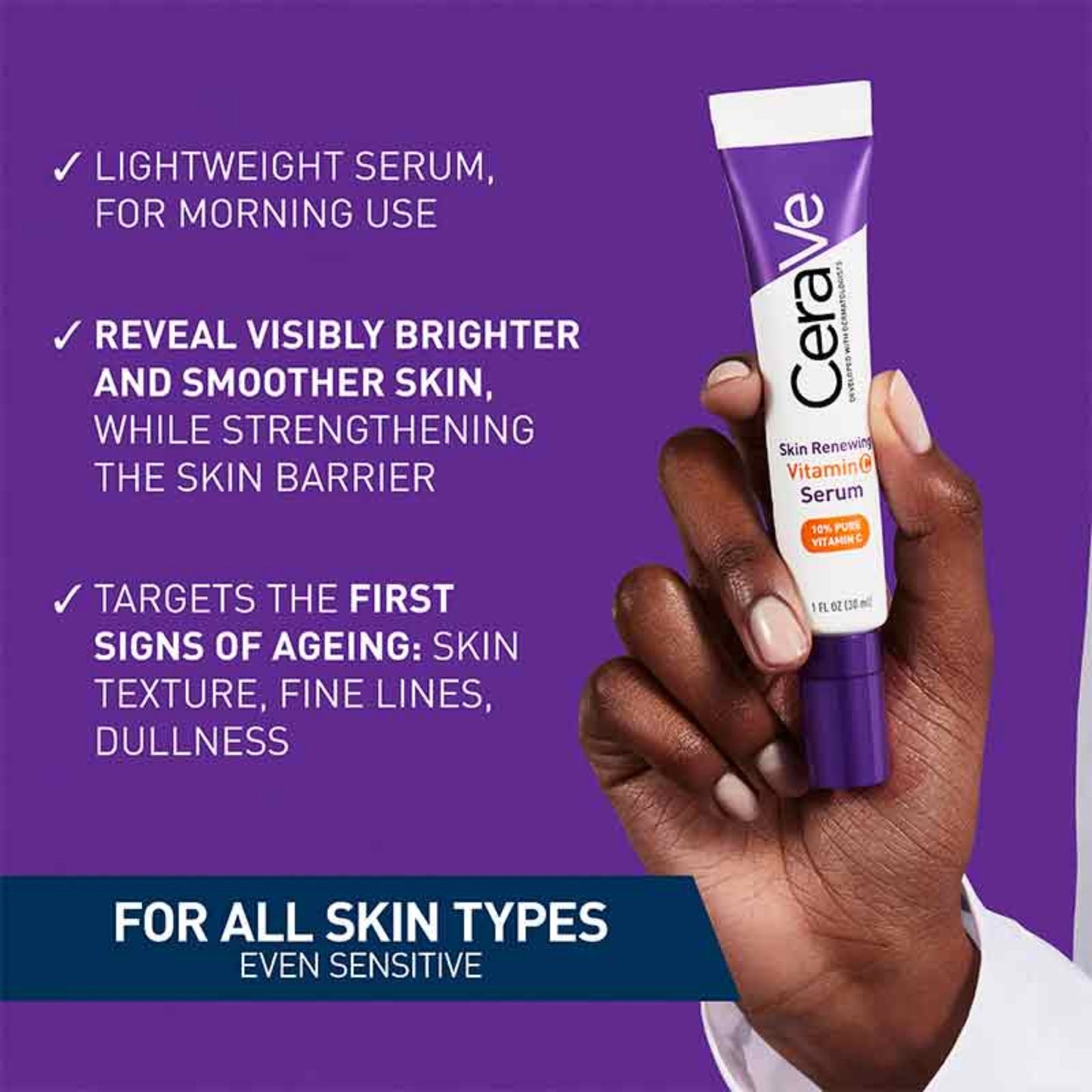 CeraVe Skin Renewing Vitamin C Serum 30ml | Brightening, Anti-Aging & Hydrating