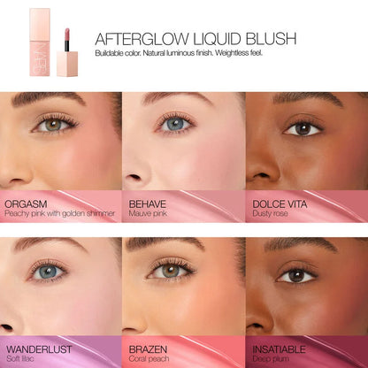 Brazen | NARS Afterglow Liquid Blush 7ml Buildable Hydrating Blush with Sodium Hyaluronate and Vegan Protein
