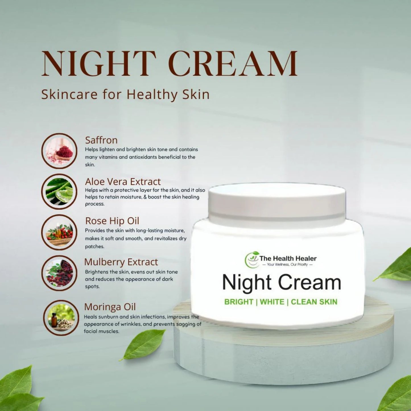 Brightening Glow Kit by The Health Healer | Face Wash, Scrub & Night Cream Set